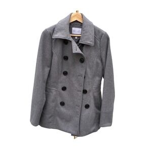 dELiA*s Womens Double Breasted Pea Coat Heather Grey Wool Blend Jacket Medium